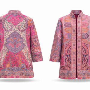 women's short kani jacket vibrant pink & multi color paisley