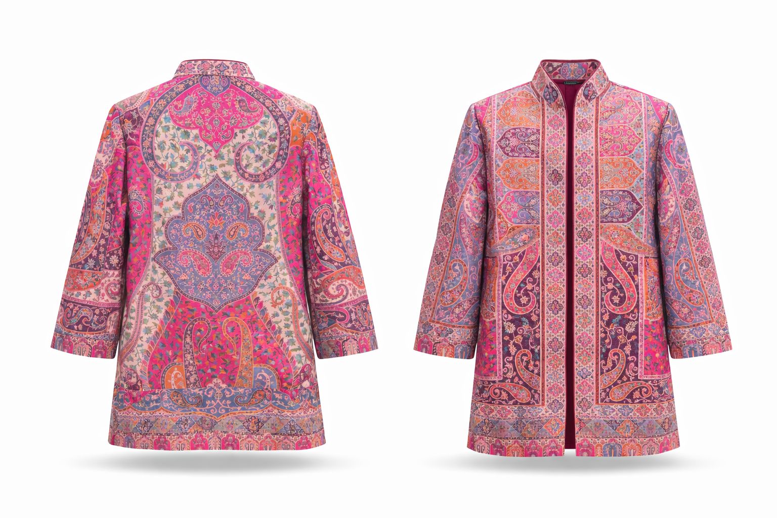 women's short kani jacket vibrant pink & multi color paisley women's short kani jacket vibrant pink & multi color paisley