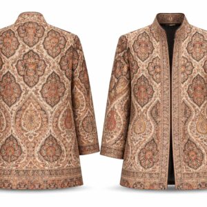 woolen kani short jacket earthy brown & copper
