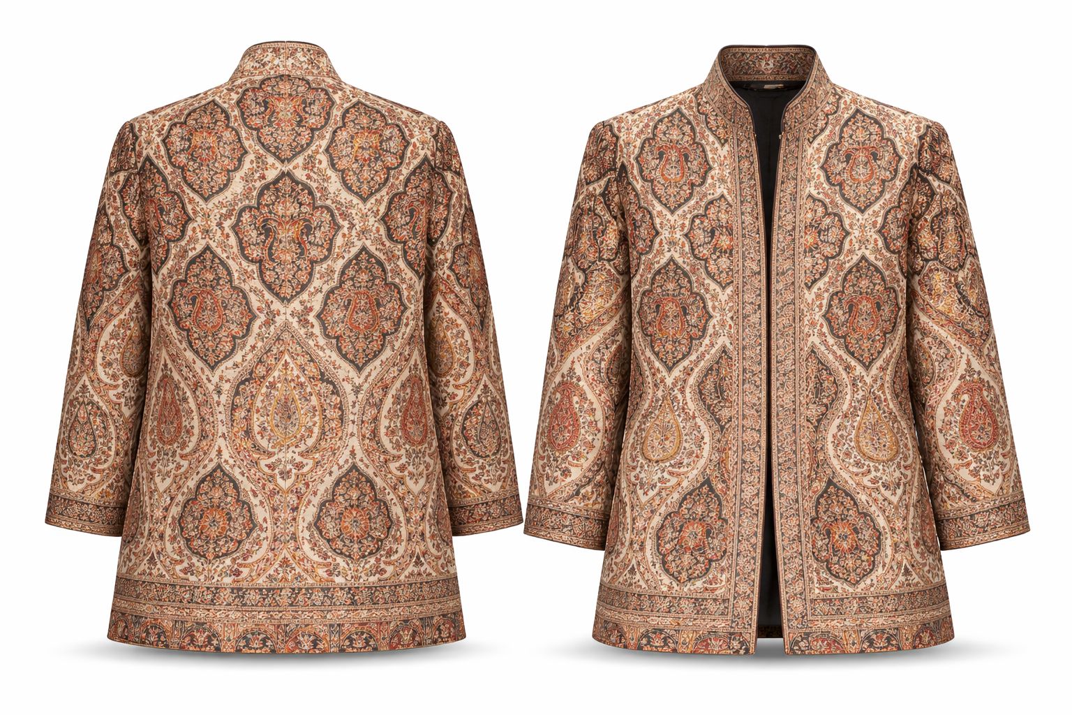 woolen kani short jacket earthy brown & copper