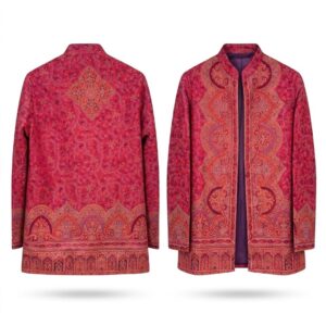 woolen kani short jacket magenta & purple