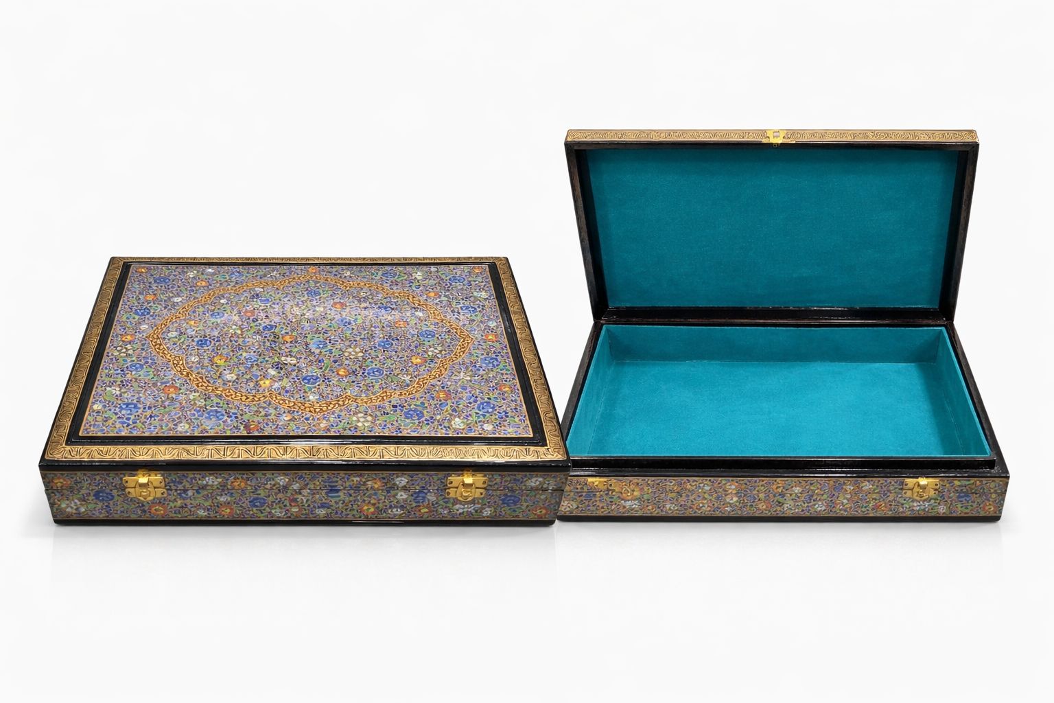 Papier-Mâché Floral Medallion Box - 15x12 Inches