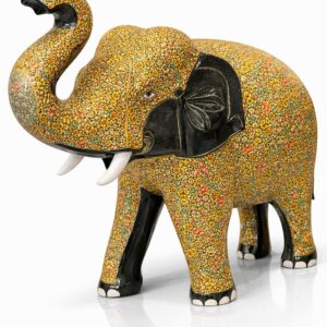 Royal Floral Elephant (Gold Naqashi Style), 24-Inch
