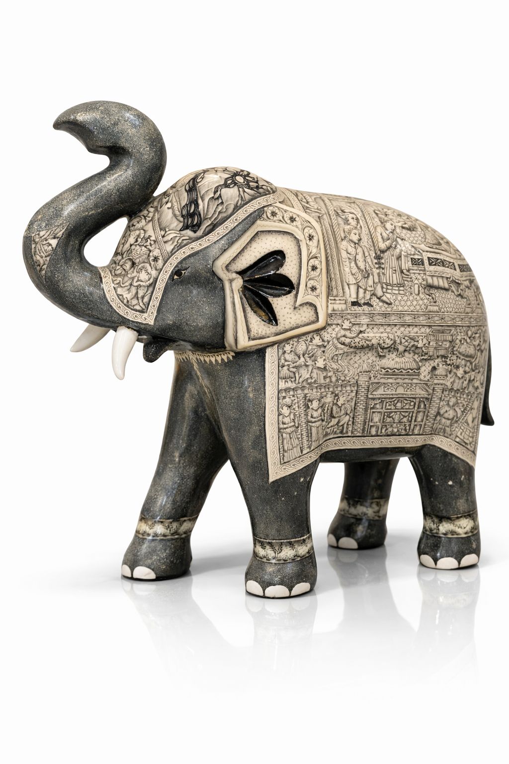 Royal Kashmiri Hand-Painted Elephant, 24-Inch
