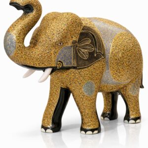 Royal Kashmiri Hand-Painted Floral Elephant (Grand Gold Naqashi Style), 24-Inch