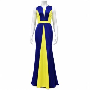 Capri Royal Blue & Yellow Color-Block Evening Gown