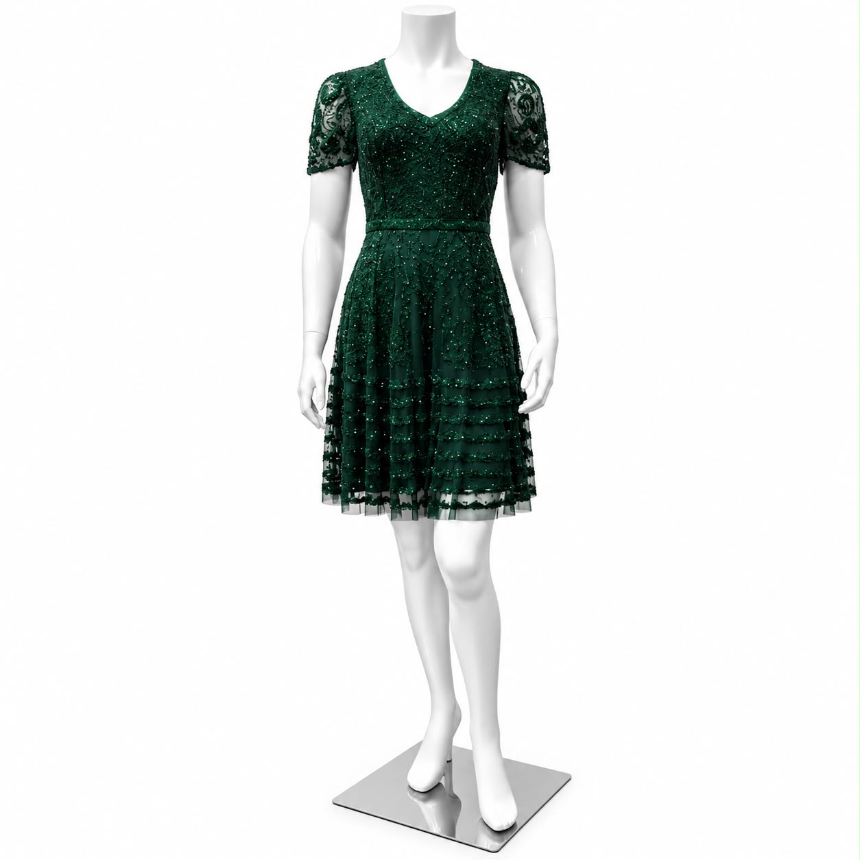 Emerald Beaded Lace Dress