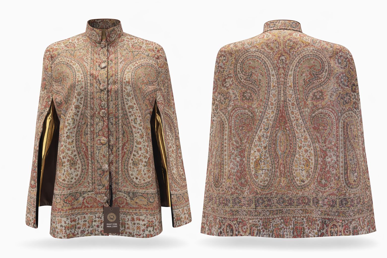 Kani Heritage Tapestry & Imperial Paisley Cape "Vintage Ivory Garden" (Size 44)