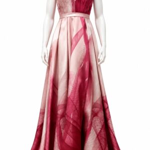Rome Rose & Burgundy Pleated Gown
