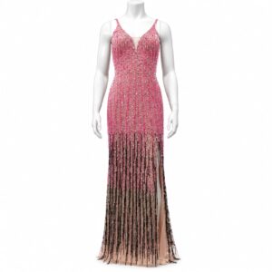 Milan Pink & Black Ombre Beaded Gown