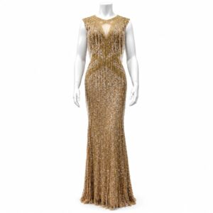 Milan Gold & Champagne Beaded Gown