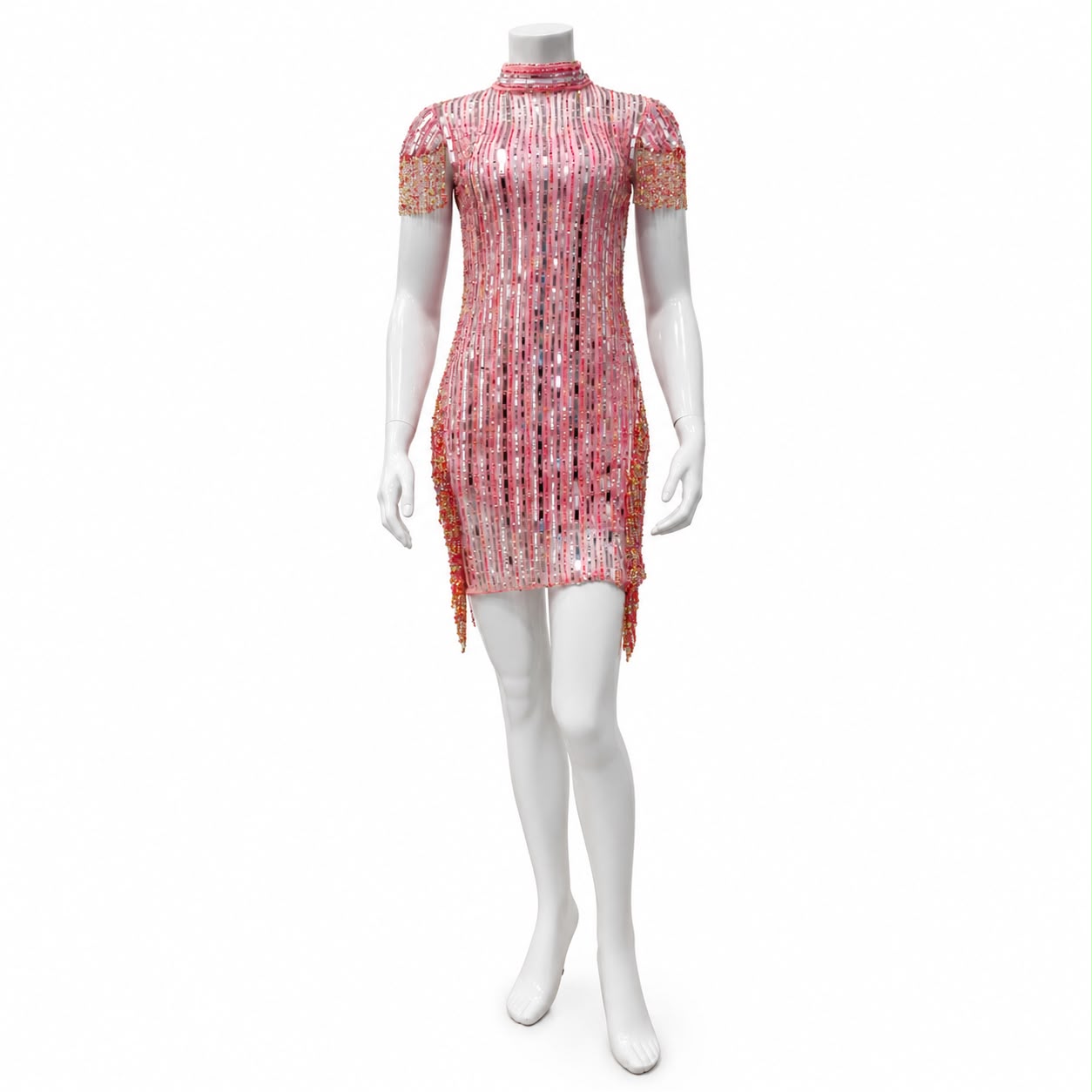 Milan Pink & Silver Short Dress