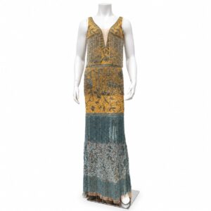 Turin Gold & Teal Beaded Gown