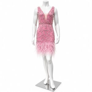 Florence Pink Feather & Crystal Cocktail Dress