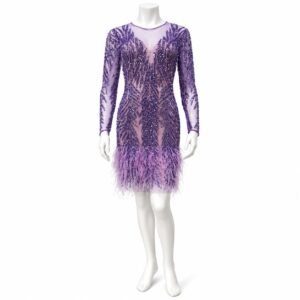 Florence Purple & Lavender Feather Cocktail Dress