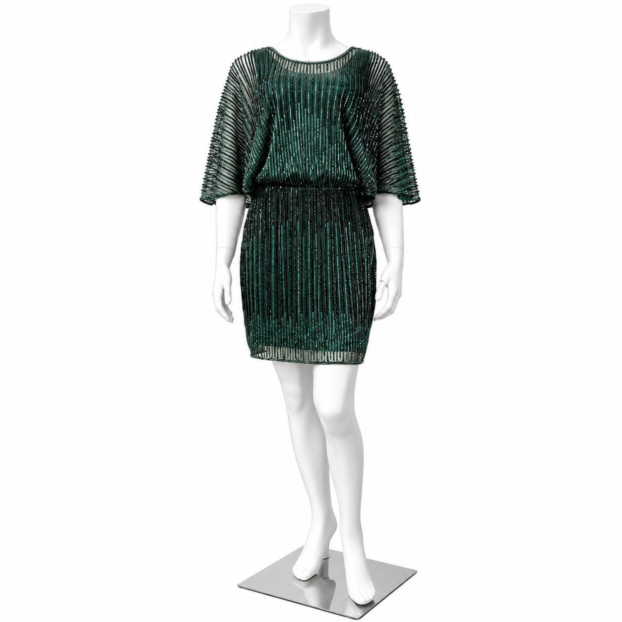 Milan Emerald Green Beaded Shift Dress