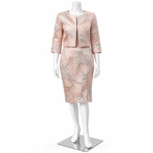Florence Pink & Silver Brocade Dress and Matching Jacket Set